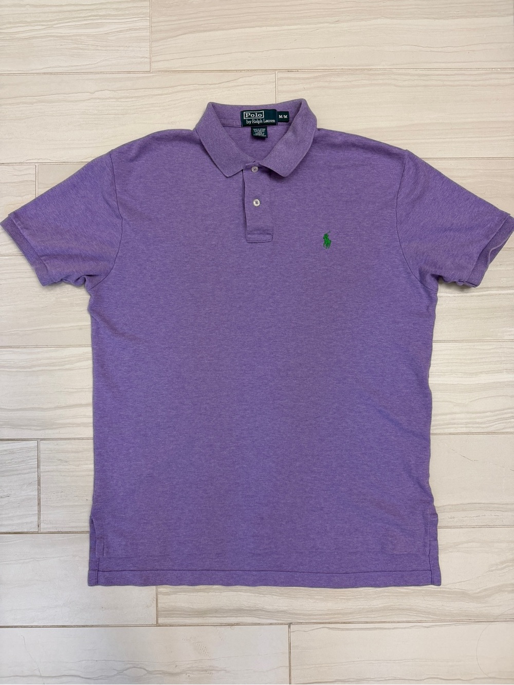 Polo Ralph Lauren Mens Purple Heathered Cotton Short Sleeve Polo Shirt Medium